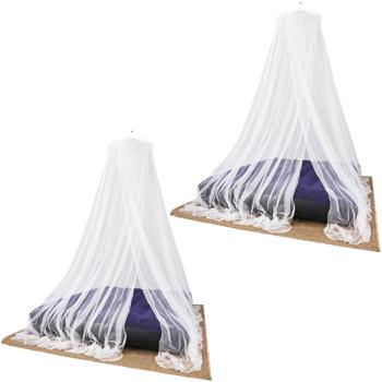 2er-Set XXL Moskitonetz für Doppelbetten - Zuverlässiger Mückenschutz, engmaschig, Ø 12,5m - Polyester - Einfache Montage mit Metallring