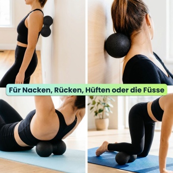 Preview: Faszienmassageball Duo (12 cm, schwarz): Punktuelle Massage für Nacken, Rücken & mehr. Einfache Anwendung für effektive Entspannung