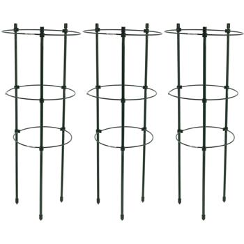 3er-Set Pflanzenstütze rund 60 x Ø 21 cm - Ideal für Tomaten, Weinreben & Kletterpflanzen - Robuste Pflanzenhilfe Kunststoff eisenbeschichtet