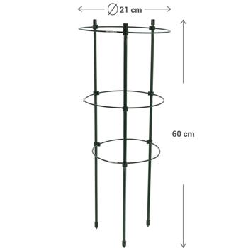Preview: 3er-Set Pflanzenstütze rund 60 x Ø 21 cm - Ideal für Tomaten, Weinreben & Kletterpflanzen - Robuste Pflanzenhilfe Kunststoff eisenbeschichtet
