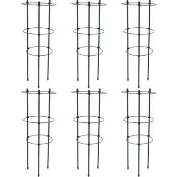 6er-Set Pflanzenstütze rund - Rankhilfe für Tomaten & Kletterpflanzen - Ø 21x60 cm - Kunststoff mit Eisenbeschichtung - Garten, Kübel, Zimmer