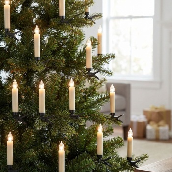 Preview: 40 kabellose LED-Weihnachtsbaum-Kerzen mit Fernbedienung, Timerfunktion, weiss