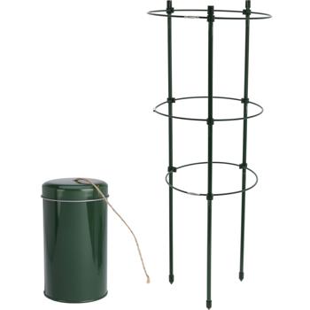 Set aus stabiler Pflanzenstütze & Juteseil, 45 x Ø 18 cm, für kletternde Pflanzen & Blumen, Robuste Rankhilfe für Garten, Balkon & Zimmerpflanzen