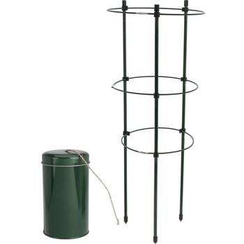 Set aus stabiler Pflanzenstütze & Juteseil, 60 x Ø 21 cm, für kletternde Pflanzen & Blumen, Robuste Rankhilfe für Garten, Balkon & Zimmerpflanzen