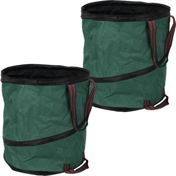 Preview: 2er-Set 165L Pop-up Gartenabfallsack - grün, faltbar & mit stabilen Tragegriffen - Abfallsack für Laub, Rasenschnitt & Gartenhelfer - platzsparend