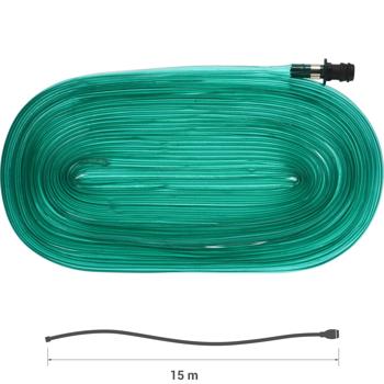 Preview: Feiner Sprühschlauch, 15 m, Schlauchregner und Bewässerungsschlauch mit Löchern für die Gartenbewässerung, anschlussfertig, grün