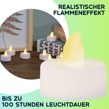 Preview: Stimmungsvolle LED-Teelichter (24er-Set) inkl. Batterien (CR2032) - Flackerndes Licht, Batteriebetrieb, für gemütliche Abende & stimmungsvolle Atmosphäre