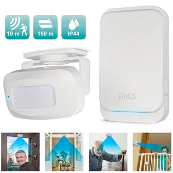 Preview: Kabellose Funk Türklingel & Durchgangsmelder mit PIR-Sensor, IP44, 36 Klingeltöne, weiss: für mehr Sicherheit & Komfort