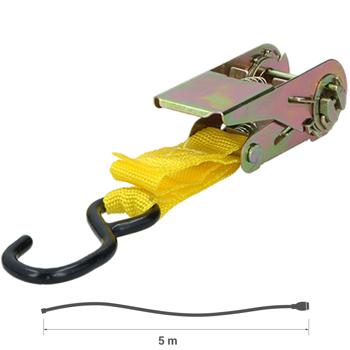 Preview: Stabile Spanngurte mit Ratsche, 4 Stück: Je 5m, 350kg Tragkraft, gelb – Zurrgurte - robuste Befestigung für Transporte