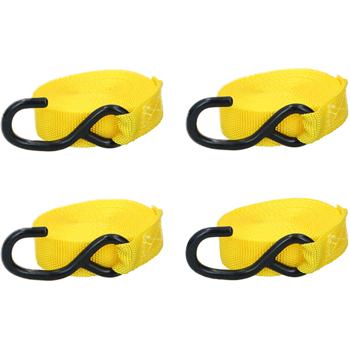 Preview: Stabile Spanngurte mit Ratsche, 4 Stück: Je 5m, 350kg Tragkraft, gelb – Zurrgurte - robuste Befestigung für Transporte