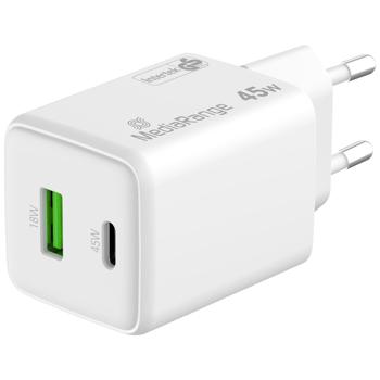 Preview: 3er-Set USB Netzteil Quick Charge, GaN, 1 x USB-C und 1 x USB-A, QC 45 Watt, weiss, für iPhone 16, 15, 14, 13, 12, 11, X, iPad, Samsung Galaxy, Huawei, Pixel