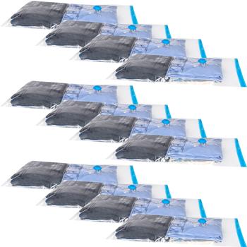 12er-Set Vakuum-Beutel mit Clip-Verschluss - 80% mehr Stauraum für Kleidung & Bettdecken - 2 Grössen (86x50 cm, 130x74 cm) - Staubsauger-Ventil