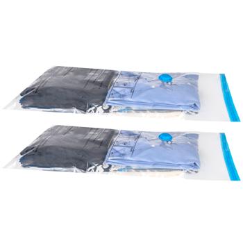 Geniales 2er Set Vakuumbeutel 86x50 & 130x74cm für Kleidung/Textilien - mit Staubsaugerventil & Clip - Super platzsparend