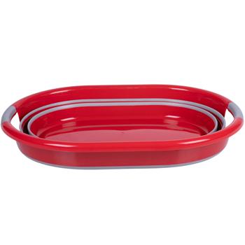 Preview: Faltbarer Wäschekorb Rot/Grau - 27L Volumen mit Tragegriffen - Platzsparend zusammenklappbar - Robuster PP/TPR Kunststoff 60x45x30cm für Zuhause, Camping, Wohnmobil