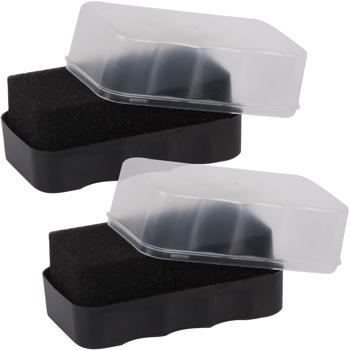 Schuhpolitur Schwamm 2er-Set - für Leder & Kunstleder - verleiht neuem Glanz, kratzfreie Pflege, neutral für alle Farben - inkl. Aufbewahrungsbox