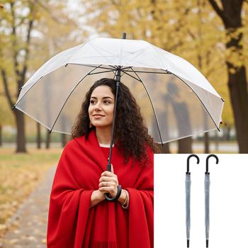 2er-Set Transparenter Kuppel-Regenschirm, Ø 100 cm – Modern & stilvoll, stabiler Stockschirm, klare Sicht bei Regen
