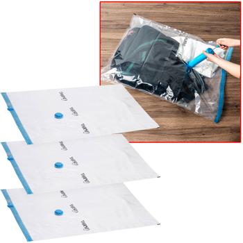 Preview: 3er-Set Vakuumbeutel L, 60x80 cm - Platzsparende Kompression mit Staubsauger - Kleiderbeutel Schutz vor Staub, Falten, Motten, Feuchtigkeit & Gerüchen
