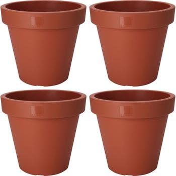 4er-Set Blumentopf rund Terracotta - Pflanztopf aus 100% recycelbarem Kunststoff Ø 30cm - Stapelbar & robust für innen & aussen