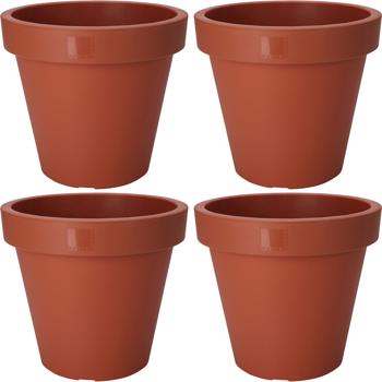 4er-Set Blumentopf rund terracotta - 100% recycelbarer Kunststoff - Ø 20 cm - Ideal für Innen- & Aussenbereich - Stapelbar & robust
