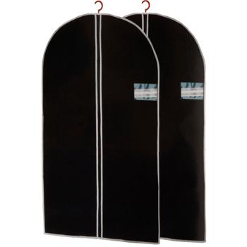Kleiderschutzhülle 2er-Set Schwarz - Optimaler Staub- & Knitterfalten-Schutz für Zuhause & Reisen - Mit Reissverschluss, Beschriftungsfenster