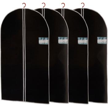 Kleiderschutzhülle 4er-Set schwarz - Staub & knitterfreie Aufbewahrung für Hemden, Anzüge, Kleider - 150x60cm mit Reissverschluss & Beschriftungsfenster