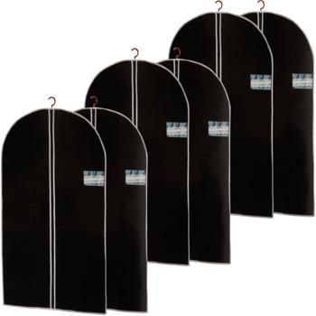 Kleiderschutzhülle 6er-Set – staub- & knitterfrei für Zuhause & Reisen – inkl. Reissverschluss, Beschriftungsfenster, 150x60 cm, schwarz