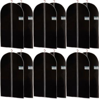 Kleiderschutzhülle 12er-Set schwarz - Reissverschluss & Beschriftungsfenster - 150x60 cm - Staubfreie Aufbewahrung für Hemden Anzüge Kleider - Knitterfreier Transport