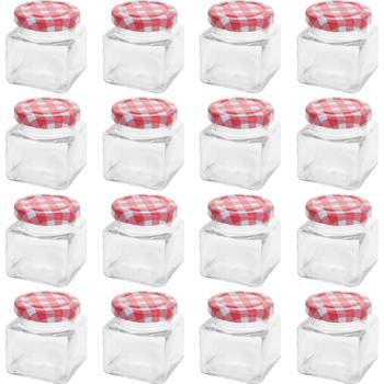 Konfitürenglas 16er Set eckig 75 ml - Vielseitige Aufbewahrung für Lebensmittel & Kleinkram - Ideal zum Einmachen von Marmelade & Pesto mit Metalldeckeln