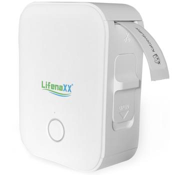 Mobiler Akku Thermo Etikettendrucker, 12mm - weiss, App Design, inkl. Etiketten - kabelloser Labeldrucker, Etiketten Beschriften, Einfache Bedienung