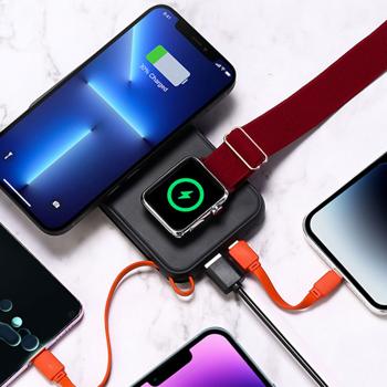 Preview: 2er-Set 3in1 Wireless Powerbank 10000mAh, MagSafe-komp. , Kabellose Magnetische Power Bank mit LED-Display, Akkupack für iPhone und Apple Watch 12, 13, 14, 15