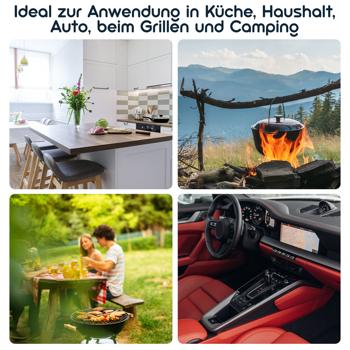 Preview: Effektiver kompakter ABC Pulver Feuerlöscher, 1 kg, Brandklassen 5A 34B C, ideal für Küche, Haushalt, Auto, beim Grillen und Camping