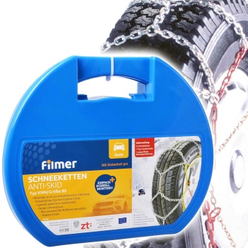 Schneeketten 9mm - Einfache & schnelle Montage für Grip auf Schnee & Eis - Feingliedrige Spurkreuzkette 13"-17", 175-225mm - TÜV/GS Ö-Norm zertifiziert