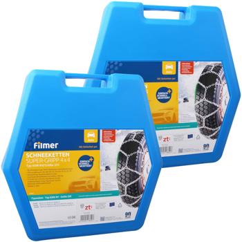 Preview: 2er-Set Schneeketten 16mm - Super-Gripp 4x4 für SUVs & PKW - Langlebiger Carbonstahl, einfache Montage, passend 14-16 Zoll & 185-225 mm Reifen