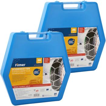 Preview: 2er-Set Schneeketten Super-Gripp 4x4 - 16mm Glieder - Einfache, schnelle Montage - Für 15-21 Zoll & 215-305 mm Reifen - Robuster Carbonstahl