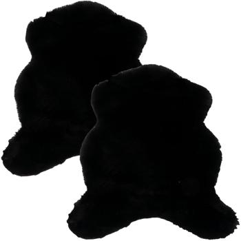 Preview: 2er-Set Kuschelfell aus Kunstfell/Wildlederimitat - Schwarz, 90x60 cm - Weich, flauschig, vielseitig als Teppich, Bettvorleger, Sitzauflage