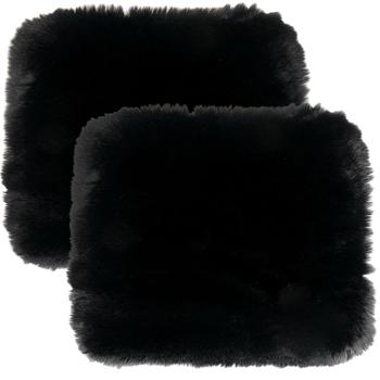 2er-Set Kuschelfell aus Kunstfell - Wildlederimitat Unterseite für gemütliche Wohnatmosphäre - 38x38cm, schwarz - Teppich, Bettvorleger, Sitzauflage