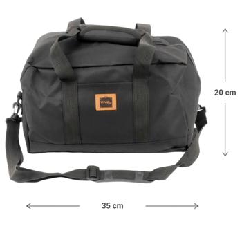 Preview: Robuste Reisetasche - Handgepäck-Format für Flugreisen & Urlaub - schwarz, 35x20x20cm, faltbar, Polyester - mit Schulterriemen & Seitentasche