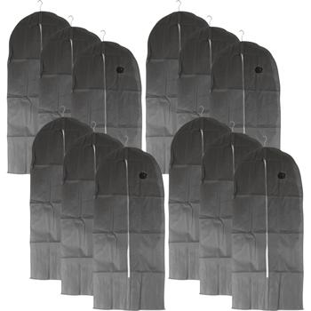 12er-Set Kleiderschutzhülle mit Reissverschluss - Staub- & knitterfreie Aufbewahrung von Textilien - 137x60 cm grau - Ideal für Reisen & Kleiderschrank