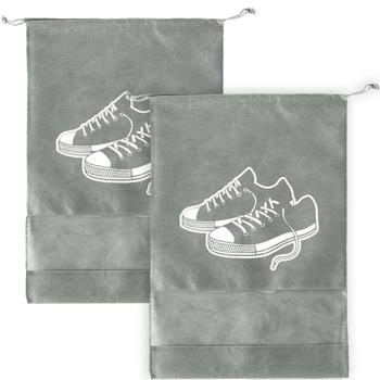 2er-Set Schuhbeutel mit Kordel - Schutz vor Kratzern & Schmutz für Sneaker & Kleidung - 36x26cm Grau - Ideal für Sport, Reise & Aufbewahrung