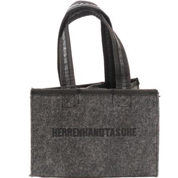 Preview: Flaschentasche mit Herrenhandtasche-Stickerei - Sicherer Transport für 6 Bierflaschen - Anthrazit Filz - Ideales Geschenk für Männer