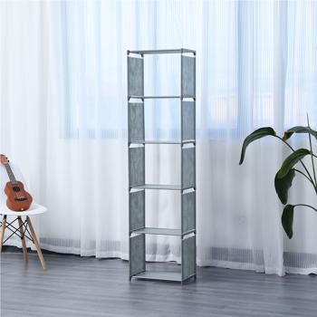 Preview: Regal mit 5 Fächern - ohne Werkzeug montierbar - 42x26x153 cm grau - 25 kg Traglast - flexibler Stauraum für Zuhause, Büro & Gewerbe