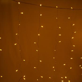 Preview: 2er-Set LED Lichtervorhang 154 warmweisse LEDs – 8 Lichtmodi für drinnen & draussen – Spritzwassergeschützt IP44, 1.5x1.3m mit 11 Strängen