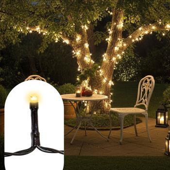 2er-Set LED Lichterkette - warmweiss 100 LEDs, 8 Lichtmodi - 11,2m, IP44 Spritzwassergeschützt für Garten, Terrasse, Balkon & Weihnachtsdeko
