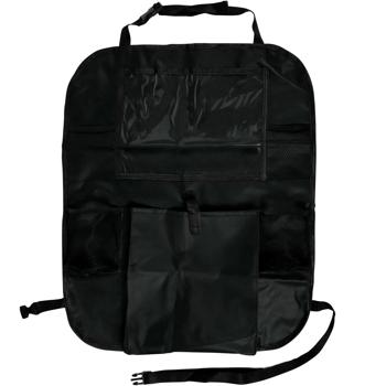 Preview: Autositz-Organizer - Tablet-Halterung & 5 Fächer - Schwarz, Polyester, 55x19 cm - Rücksitz-Organizer für Auto, SUV & Wohnmobil - Ordnung & Unterhaltung