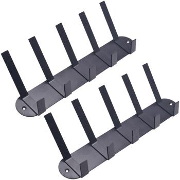 2er-Set Garderobenleiste aus Stahl - 5 Doppelhaken für Jacken Mützen & Schals - Wandmontage inkl. Schrauben/Dübel, 30x12.4x6.75cm, schwarz, robust