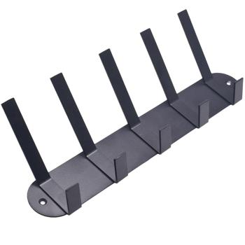 Preview: 2er-Set Garderobenleiste aus Stahl - 5 Doppelhaken für Jacken Mützen & Schals - Wandmontage inkl. Schrauben/Dübel, 30x12.4x6.75cm, schwarz, robust
