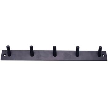 Garderobenleiste Schwarz Stahl - 5 Haken - Robuster Organisationshelfer für Eingang, Schlafzimmer, Bad - Wandmontage inkl. Schrauben/Dübel