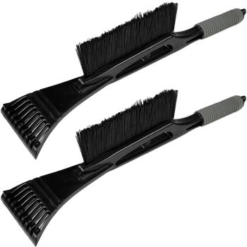 2er-Set Eiskratzer mit Schneebesen - Vielseitiges 2-in-1 Design für effiziente Schnee- & Eisentfernung Auto - Lange 45cm Bürste Softgrip-Griff