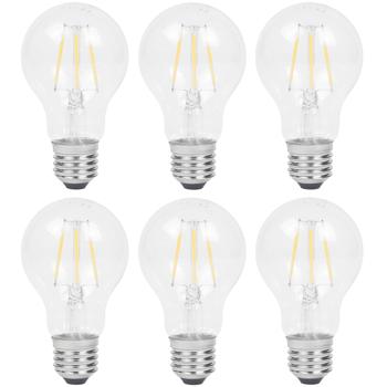 6er Set LED-Filament-Lampe A60 E27 - Dimmbar - 400 Lumen 4W 2500K warm-weiss - 360° Beleuchtung - 20.000 Std Lebensdauer für gemütliches Ambiente