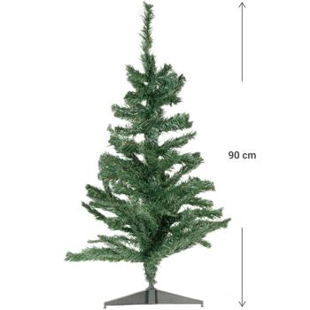 Preview: Künstlicher Weihnachtsbaum - 90 cm Grün mit Ständer - Ideal für kleinere Räume & jährliche Wiederverwendung - Einfache Montage - Kunststoff Tannenbaum